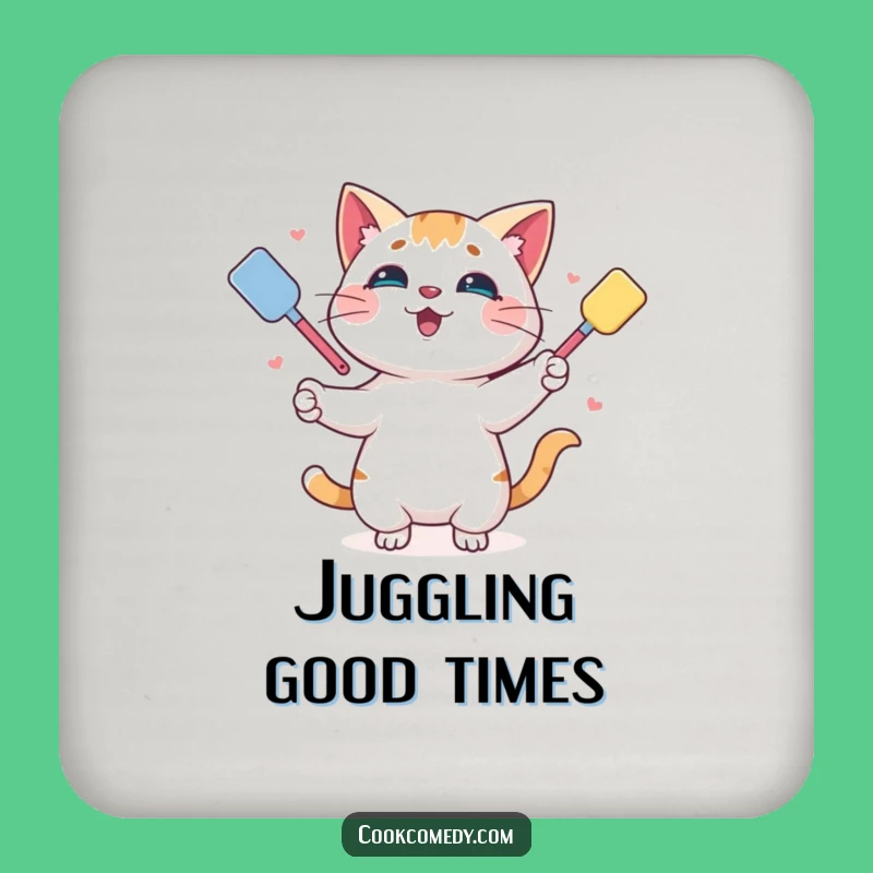 Funny Juggling Cat Spatula Coaster: Protect Surfaces with Playfulness