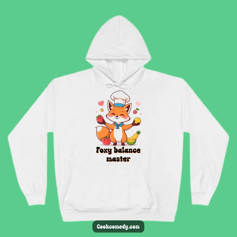 Cozy Funny Fox Chef Hoodie: Warm Up with Hilarious Fruit Juggling Style