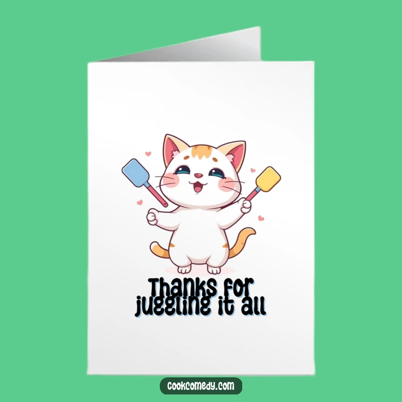 Free Printable Cat Juggling Thank You Card - Thanks a Bunch!
