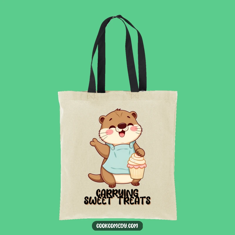 Funny Otter Baker Tote Bag: Carry Treats with Cupcake Decorating Flair