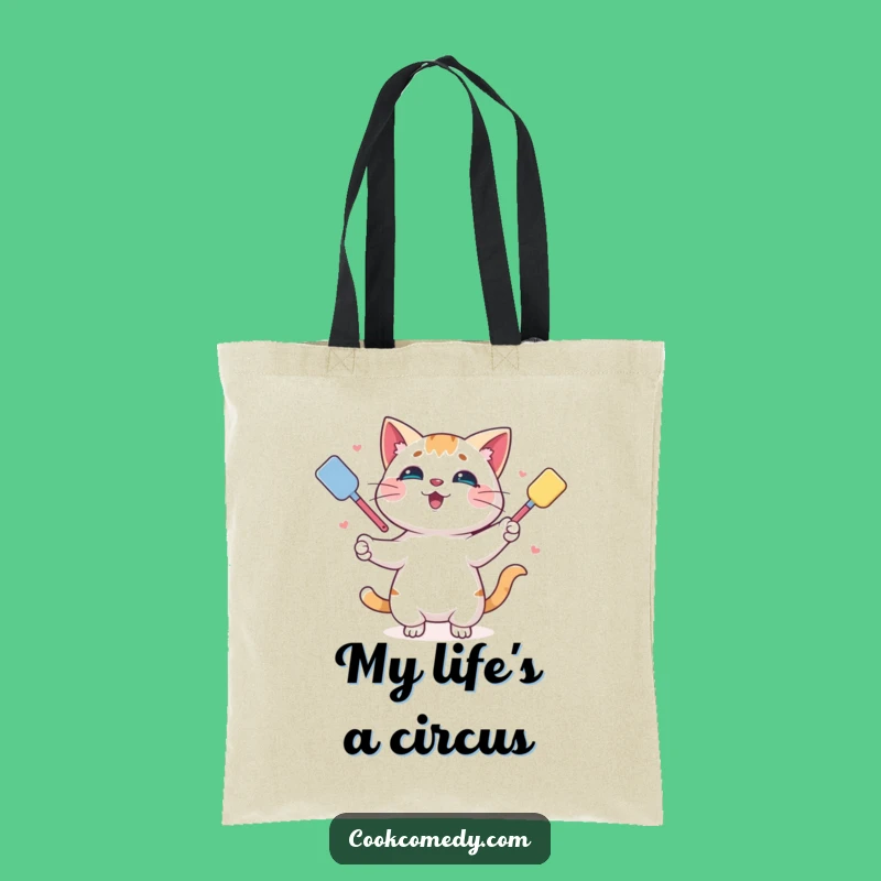 Funny Juggling Cat Spatula Tote Bag: Carry Your Essentials with Flair